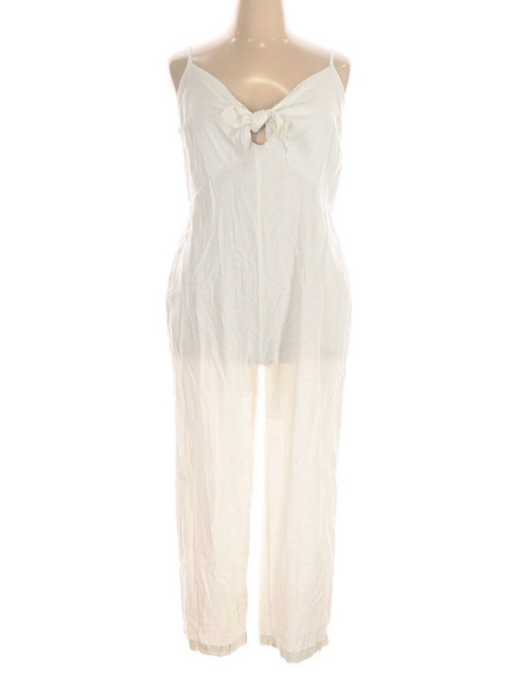 Old Navy Ivory Linen Jumpsuit Sz XL EUC